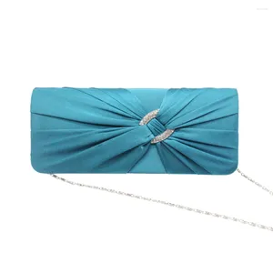 Shoulder Bags Classic Vintage Rectangle Small Clutches Silver Color Chain Bag For Women Prom Party Evening Fashion Satins Clutch