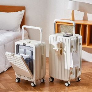 Bagaż Nowy szeroki uchwyt przedniego otworu Rolling Bagaż USB Uchwyt walizka torba kabina Torba podróżna Trolley Case Travel Suipcase