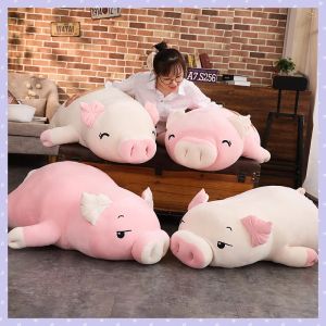 Dolls Cute Stuffed Lying Pig Pillow Toy Soft Squishy Pink Pig Plush Hugging Pillow Lovely Animal Car Sofa Cushion Kids Plushy Toy Gift