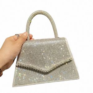 Hantera Rhinestes Crystal Shoulder Bag Luxury Designer Purses and Handbag Femme Evening Clutch Bag Sier Shiny Crossbody Bag R4f7#