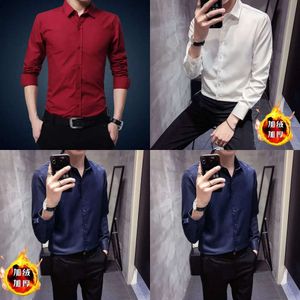 Camisa, namorado de manga longa, trajes de negócios finos, lindos roupas de trabalho casuais em preto e branco, tendência de versão coreana masculina