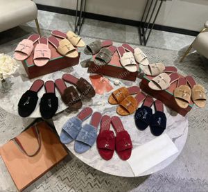 Saltos de grife feminino pães de caminhada de verão loro sandálias masculinas sapatos de vestido liso baixo de camurça de camurça mocassins com conforto pianos femininos