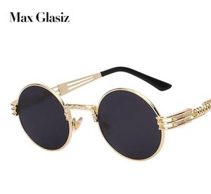 Brand maschi Vintage Round Sun Glasses 2017 Nuovo specchio in metallo d'oro argento piccoli occhiali da sole rotondi Donne a buon mercato UV4007087338 di alta qualità