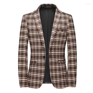 Ternos masculinos Men traje xadrez blazer jaquetas Spring Autumn Casual Casual Business Wear formal Slim Fit Blazers 5xl 6xl