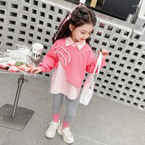 Clothing Sets Girls' Spring Dress Set 2024 Children's Wear Fashionable Female Baby And Autumn Fashion Shirt Two Piece