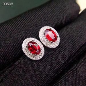 Earrings 4*6mm Natural Ruby with High Quality Sliver 925 Earings for Women Jewelry Fashion Luxury