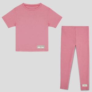 T-shirt Girls Active Summer Suit Children Due pezzi Outfit per bambini Traccetti di oversize Thirt e Collani di leggings