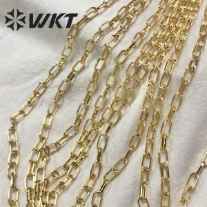 Strands WTBC178 WKT Women Men Gold Cuban Link Chain For Necklace Bracelet Gold Plated Brass Chain