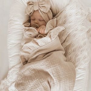 INS Ruffled Muslin Baby Swaddle Blankets for Born Infant Bedding Organic Accessories born Receive Blanket Cotton 240417