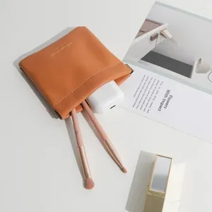 Bolsas de armazenamento Mini Pu Leather Makeup Bag Portable Coin Purse Supplies