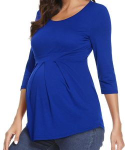 Roupas Pure Cotton Maternity Color Solid Tops Tshirts de manga curta Roupas de amamentação pós -parto Roupas de primavera Autumn Gravidez C