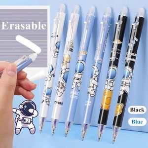 Kawaii Astronaut Press Erasable Gel Pens Refills Set с помощью ластика 0,5 мм черно -голубых черниль