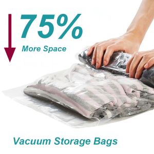 Bags RollUp Compression Vacuum Storage Bags Foldable Travel Space Saver Bags Plastic Compressed Home Clothes Storage Bags 50*70cm