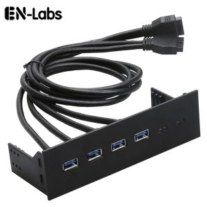 Hubs 5.25 PC Case Front Panel USB 3.0 2.0 Hub Adapter,Motherboaqrd 20Pin 10Pin to USB Splitter Cable w/ CDROM Driver Bay Mount60CM