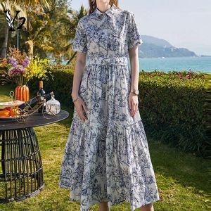 Partykleider y2k Kleidung Designer Sommer Vintage Jungle Print Midi Long für Frauen lässig Elegant mit Gürtelabendkleid weiblich