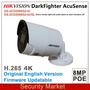 Lens Orijinal Hikvision 4K Acusense DS2CD2086G2IU ve DS2CD2086G2IU/SL IP 8MP IR Darkfighter Mini Bullet Network Poe Kamera