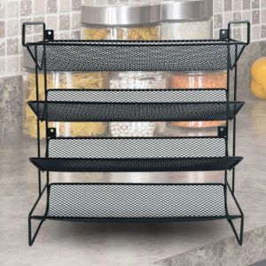 Rack 4 Tier Spice Rack Organizer Spacesaving Metal Kitchen Countertop Organizer Spice Storage Holder For Kitchen Cabinet Countertop