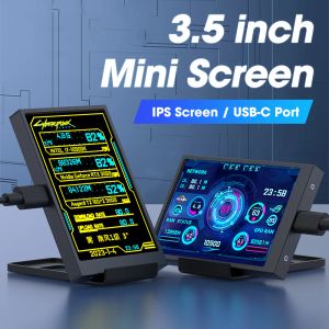 Kuddar 3,5 tum 320*480 Computer Monitor IPS Typec Sekundär skärm CPU GPU RAM HDD USB Display Stand + USB Hub Inget behov AIDA64