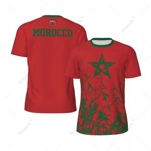 Exklusives Design Marokko Flagge Grain 3D Printed Men für das Laufradfußball -Tennis Fitness Sport Jersey Mesh Fans kurzes T -Shirt 240416