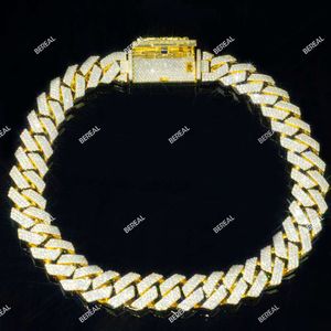 Заводская пользовательская настоящая 10K 14K Сплошное золото VVS Moissanite Diamond Cuban Chee Collese Collece Mead Out Men