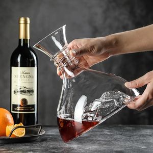 Handmade Lead-free Crystal Glass Large Red Wine Quick Decanter Household Dispenser Pot Set Iceberg 240419