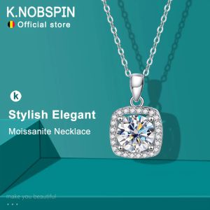 Kolyeler Knobspin D VVS1 Moissanit Pandent Kolye Kadınlar için Köpüklü Düğün Takı Gra 925 Sterling Şerit Kaplama 18K Kolye