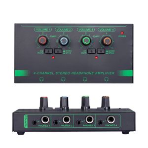 Förstärkare 4/6 kanaler Mini Portable Earphone Splitter Volume Control Ultra Lownoise Audio Mixer 6.35/3,5mm Input for Stage and Studios