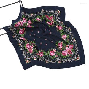 Lenços lenços russos lenço quadrado de luxo de estampa floral shawl fêmea fêmea faixa étnica lenço de cabeça Babushka