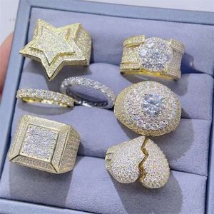 Sterling Sier VVS Moissanite Diamond Napkin Christmas Cool Men's Style Plating Solid Gold Ring