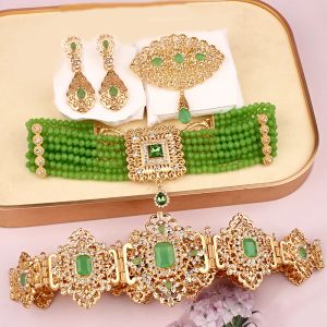 Kläder turkiska kaftan bröllop smycken set guldpläterad etnisk birhe accesorios mujer krage y aretes arabiska muslimska uppsättningar bijoux femme