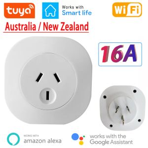 Plugs WiFi Smart Plug 16A Australien Nya Zeeland Plug Power Socket Outlet Tuya App för Alexa Google Home Voice Control Power Timing