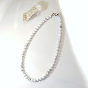 Ожерелья lii ji 8 мм Howlite из нержавеющей стали ожерелье 49см модное ожерелье Bohe для мужчин