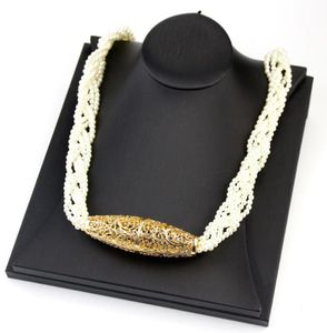 Chokers Sunspicems 2021 Hand -Woven Morocco Beadsチェーンチェックネックレスゴールドカラーシミュレーションパールアフリカンウェディングジュエリー花嫁GIF4337038