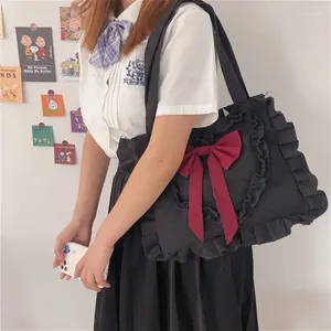 Omuz çantaları kızlar çanta pamuklu kumaş çanta bow bayan katı dantel Koreli Tatlı All-Mwatch küçük taze kadın usul stil