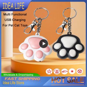 Toys Rechargeable Laser Transform Pattern Pet LED Cute Laser Cat Toy Interactive Bright Animation Pointer Light Pen Toy With Keychain