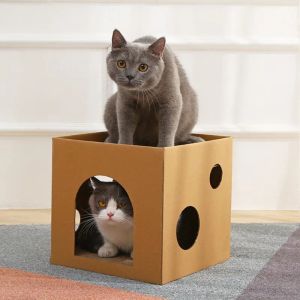 おもちゃ猫おもちゃ箱箱箱猫のスクラッチボード粉砕爪diy twolayer猫ベッド保護家具猫のスクラッカーおもちゃ