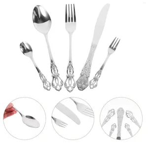 Dinnerware Sets Stainless Steel Cutlery Set Flatware Spoons Kitchenware Steak Tableware Fork Reusable Appliances