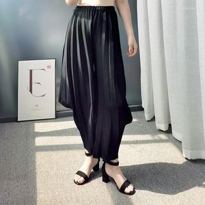 Frauenhose Miyake plissierte 2024 Frühling Sommer lässig locker lose Knöchellänge elastische Taille Bloomer