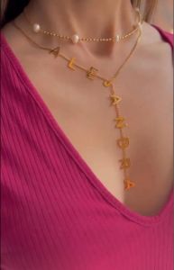 Collane Lateefah 3mm oro cubano collana iniziale collana nome personalizzato Collana catena di cappotto Lettera semplice Personalità Gioielli personalizzati per donne