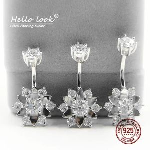 Jewelry HelloLook Zircon Sun Flower Belly Button Ring 100% 925 Sterling Silver Navel Piercing Crystal Body Piercing Wedding Jewelry