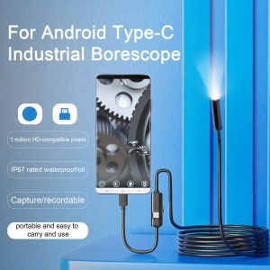 Cameras 8mm 10M Sewer Industrial Endoscope Piping Endoscopy Type C Flexible Snake Mini Camera 3in1 Automotive Borescope For Android IOS