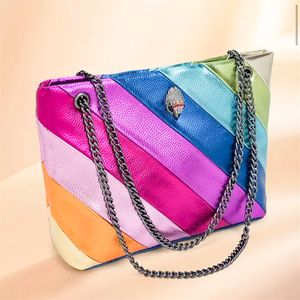 Damenleder Kurt Geiger Handtaschen Regenbogen Satchel -Tasche London Luxus Metallketten Designer -Taschen Tasche Herren Mini Umhängetasche Modweg Fashion Travel Clutch Crossbody Taschen