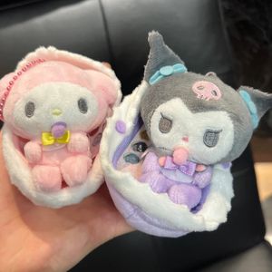 Cartoon Sanrios Melody Kuromi Baby Series Kawaii Pacifier Pendant Key Chain Plysch Doll Holiday Gift Children Toys 240422