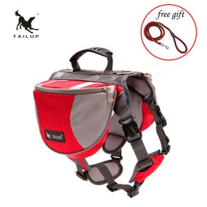 Väskor Tailup Polyester Pet Dog Sadelbags Pack Hound Travel Camping Vandring Ryggsäck Sadelväska för små medelstora stora hundar gratis gåva