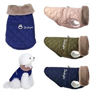 Dog Apparel Super Warm Small Dogs Clothing With Fur Collar Large Back Waterproof Pull Loop Clothes Pet Vest Chihuahua Yorkie