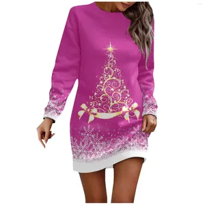 Casual Dresses Christmas Tree Printed tröja Temklänning för kvinnor Winter Pullover Hip Pack Evening Sexy Party