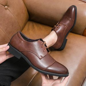 Sıradan Ayakkabı Bahar Oxford Erkekler Deri Resmi Sandık Dantel Yukarı Çözüm Minimalist Erkek İş Elbise