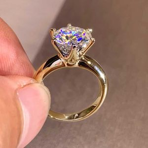 Solitaire Ring 3ct Diamond Woman Silver 925 Yellow Gold Moissanite Engagement Wedding 2ct moissanite with Certificate Y2302201w