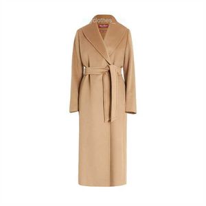 Brand Coat Women Coat Designer Coat Maxmara Womens New Wide Flip Collar Mid Length Knee Fleece Tunic Coat