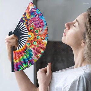 Decorative Figurines Folding Hand Fan Satin Cloth Surfaces Fans Holding Bamboo Handheld For Wedding Parties Gifts Wall Decoration